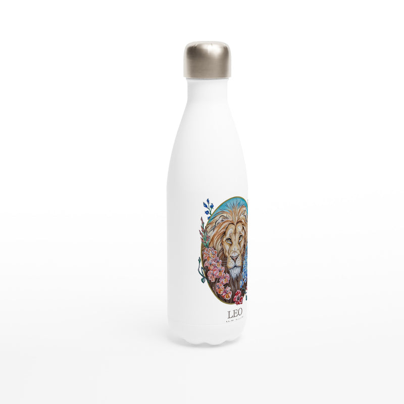 Leo - White 17oz Stainless Steel Water Bottle