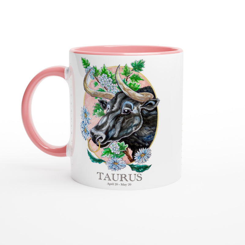 Taurus - White 11oz Ceramic Mug with Color Inside