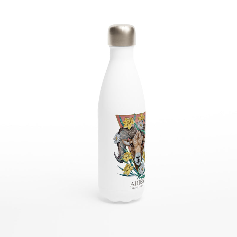 Aries - White 17oz Stainless Steel Water Bottle