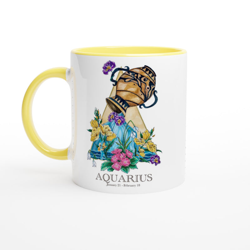 Aquarius - White Ceramic Mug with Color Inside