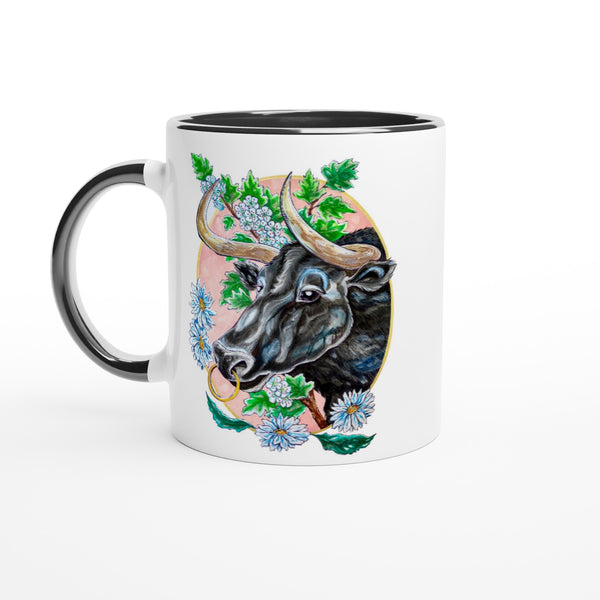 Taurus - White 11oz Ceramic Mug with Color Inside