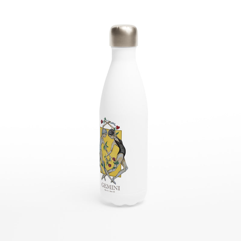 Gemini - White 17oz Stainless Steel Water Bottle