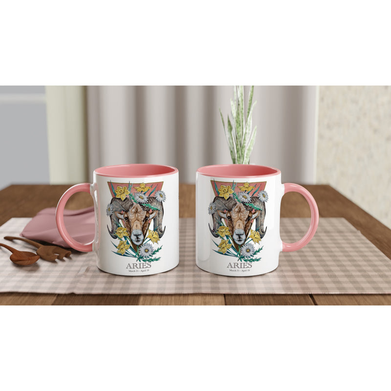 Aries - White 11oz Ceramic Mug with Color Inside