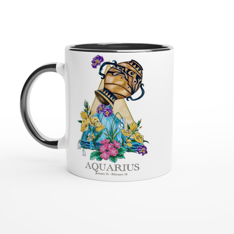 Aquarius - White Ceramic Mug with Color Inside