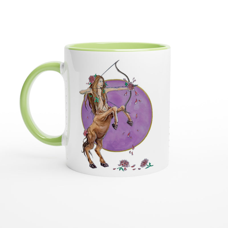 Sagittarius - White Ceramic Mug with Color Inside