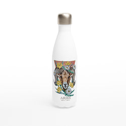 Aries - White 17oz Stainless Steel Water Bottle