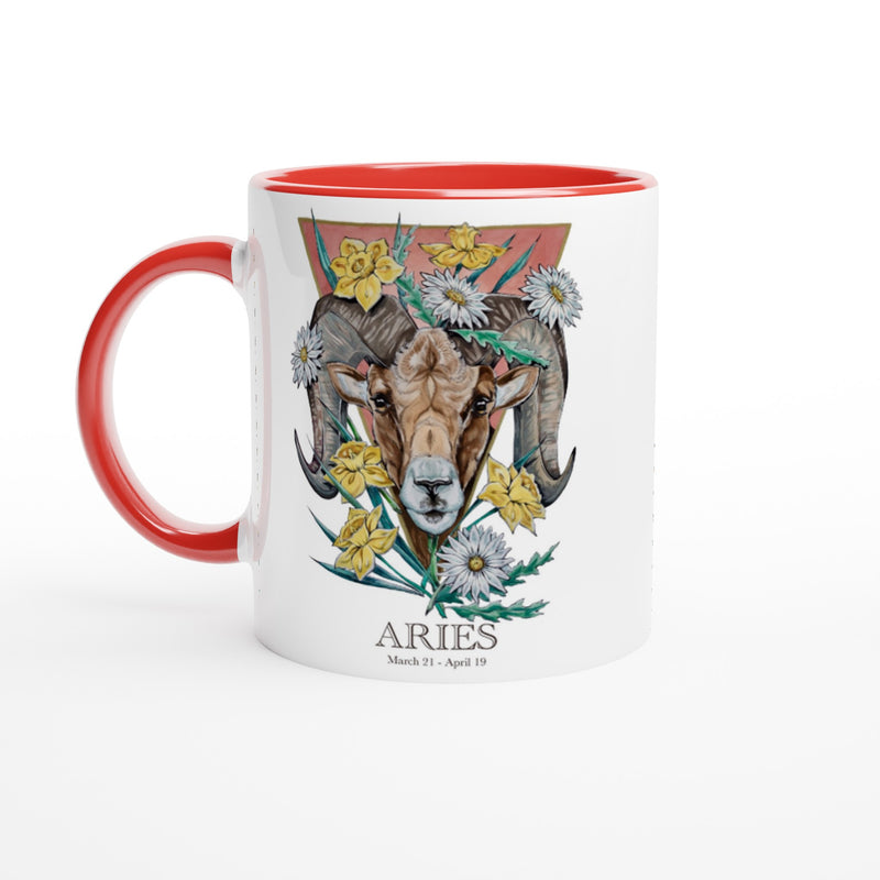 Aries - White 11oz Ceramic Mug with Color Inside