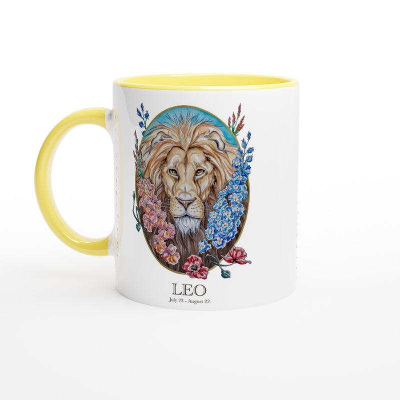 Leo - White 11oz Ceramic Mug with Color Inside