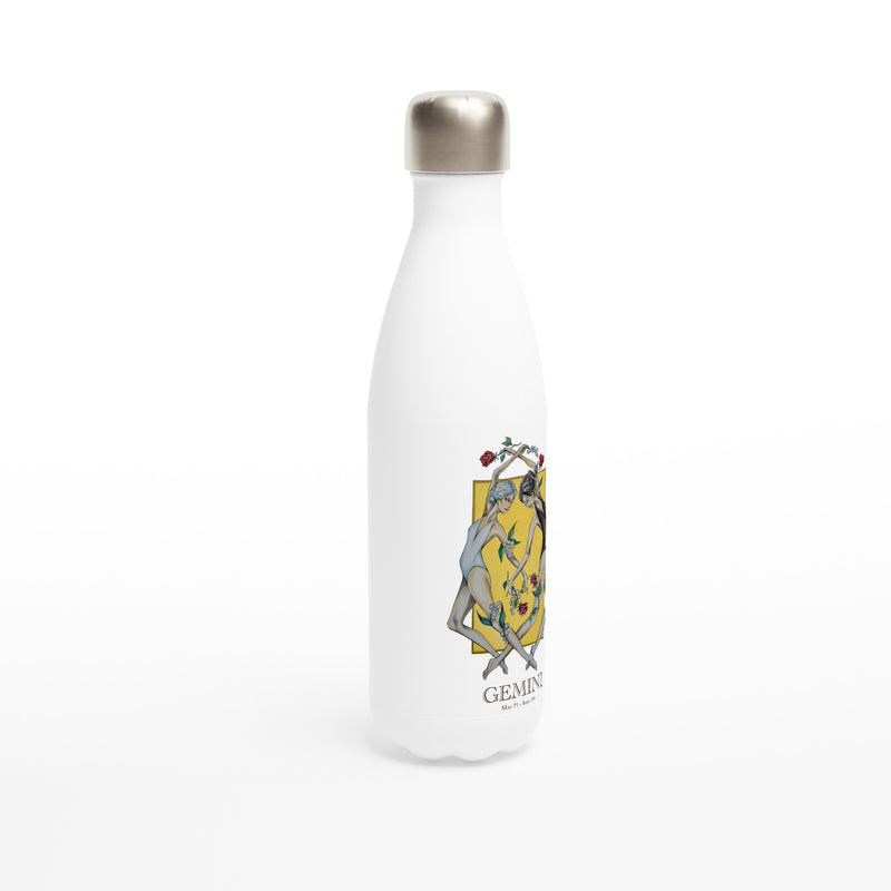 Gemini - White 17oz Stainless Steel Water Bottle