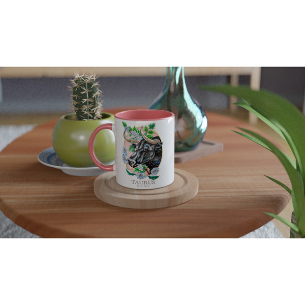 Taurus - White 11oz Ceramic Mug with Color Inside