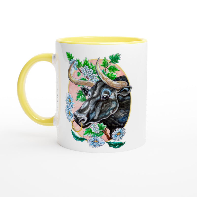 Taurus - White 11oz Ceramic Mug with Color Inside