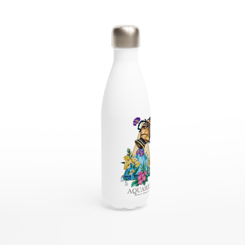 Aquarius - White 17oz Stainless Steel Water Bottle