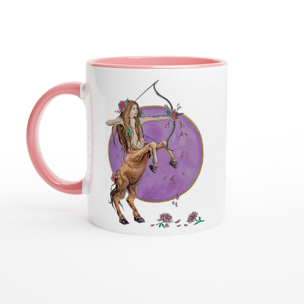 Sagittarius - White Ceramic Mug with Color Inside