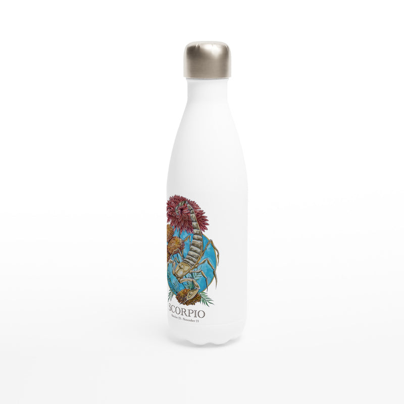 Scorpio - White 17oz Stainless Steel Water Bottle