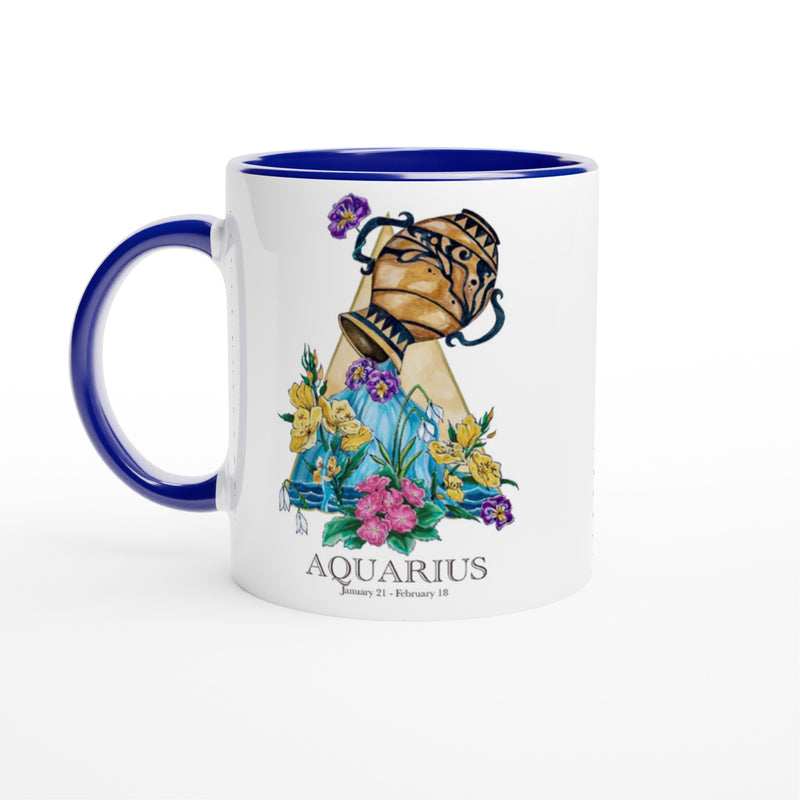 Aquarius - White Ceramic Mug with Color Inside