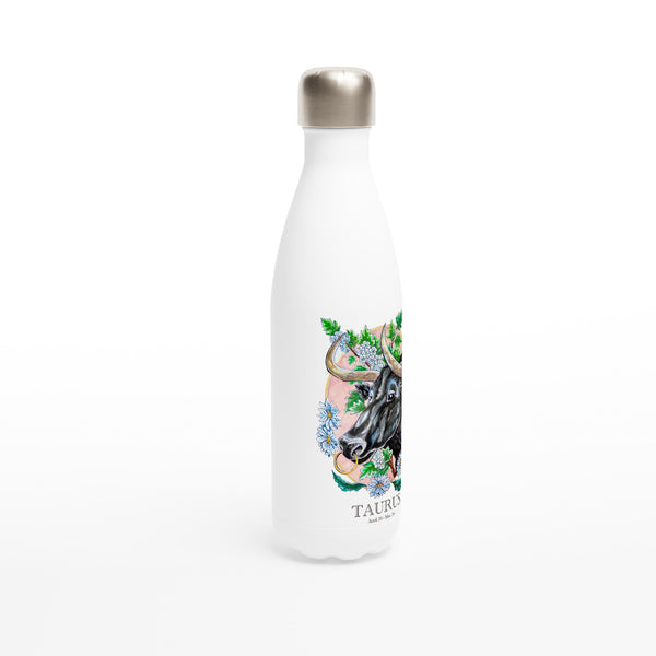 Taurus - White 17oz Stainless Steel Water Bottle