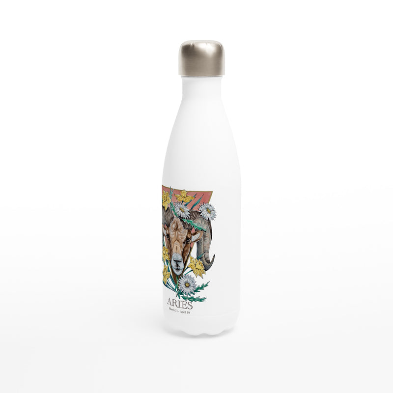 Aries - White 17oz Stainless Steel Water Bottle