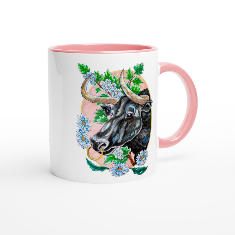 Taurus - White 11oz Ceramic Mug with Color Inside