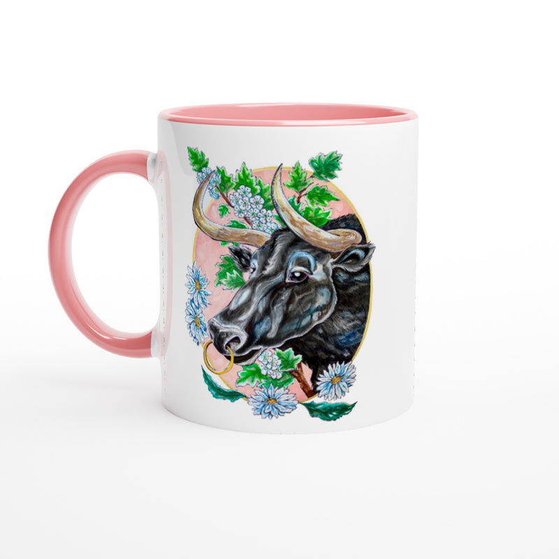 Taurus - White 11oz Ceramic Mug with Color Inside