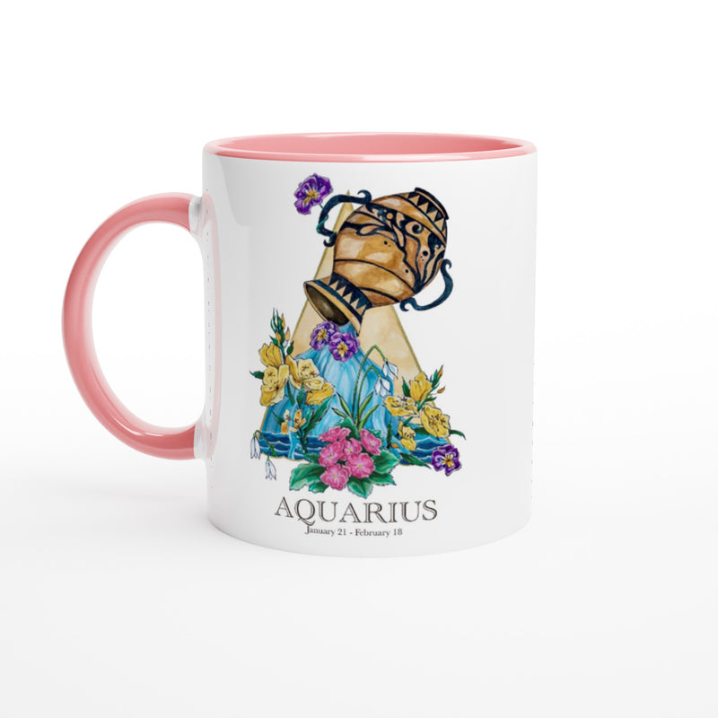 Aquarius - White Ceramic Mug with Color Inside