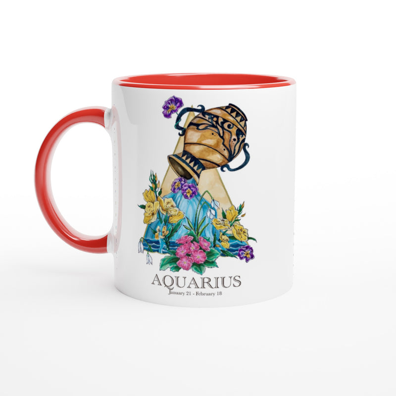 Aquarius - White Ceramic Mug with Color Inside