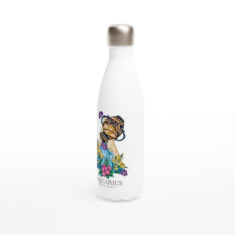 Aquarius - White 17oz Stainless Steel Water Bottle